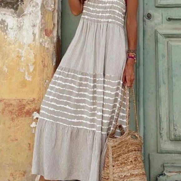 Fl Tie Dye Mesh Spaghetti Strap Maxi Party Dress